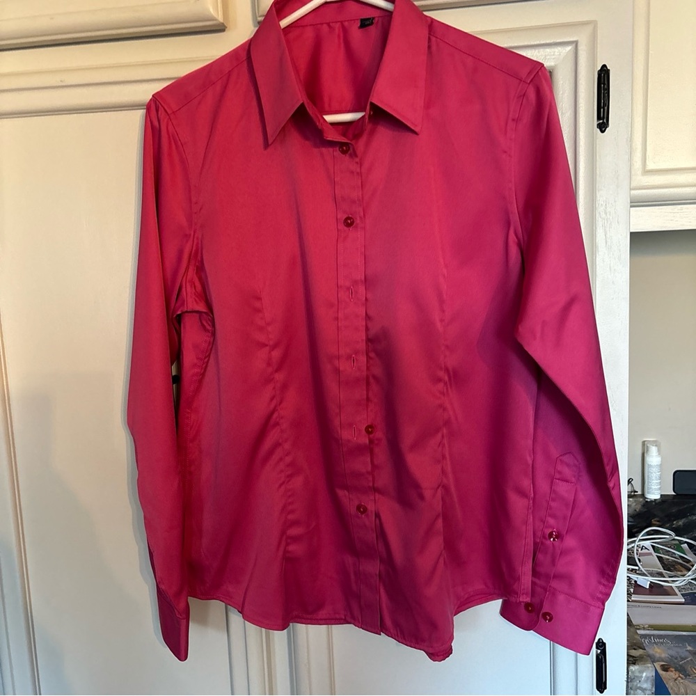 Pink Button down blouse. Womens